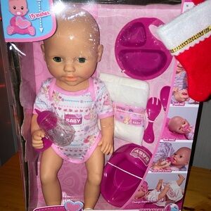New Born Baby Doll 15" Drink & Wet - NEW